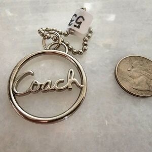 COACH Y2K Script Silver Round Metal Hang Tag RARE